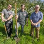 Eden Project horticultural therapy staff James Clark and Julia Durbin with retired Army veteran Mick Mullaney (right) in the therapy garden at Eden.